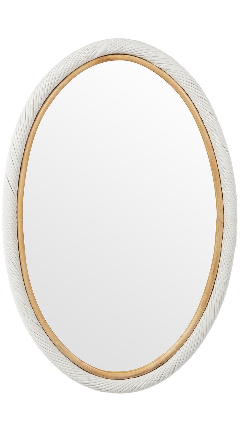 kouboo Oval Twisted Rattan Wall Mirror White and Natural