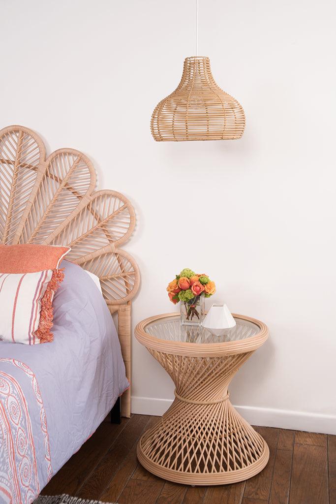 Kouboo Palau Continuous Weave Wicker Dome Lamp Natural Large