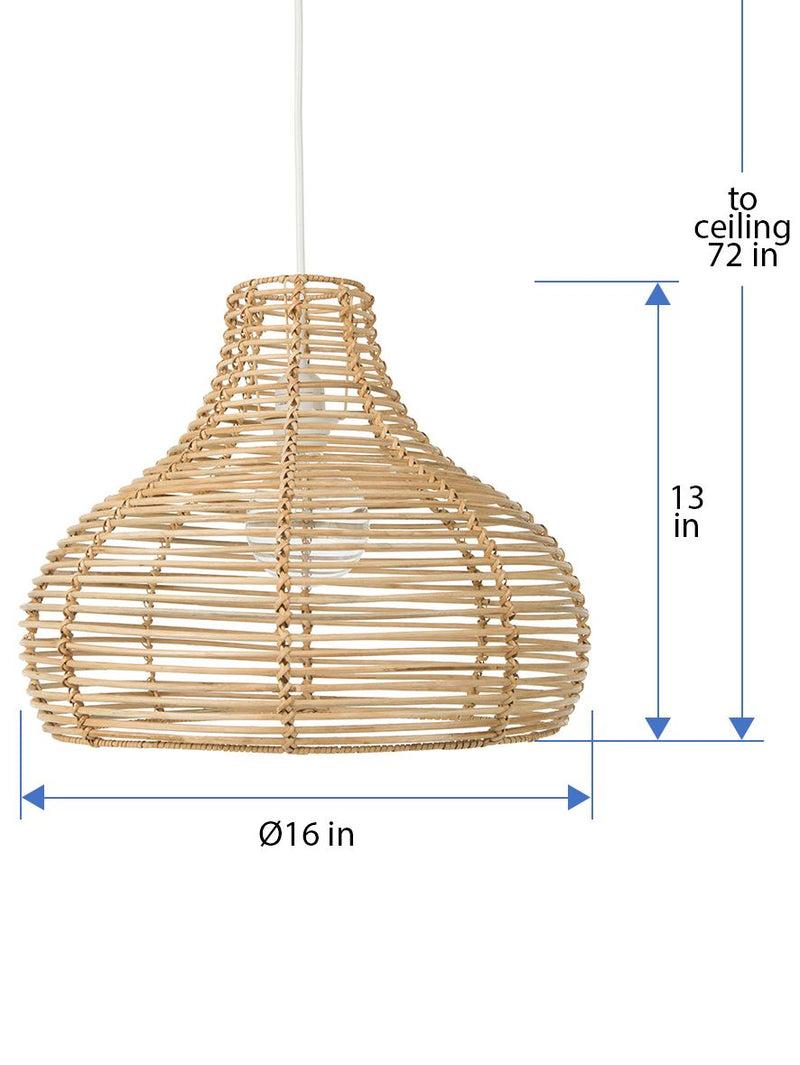 Kouboo Palau Continuous Weave Wicker Dome Lamp Natural Large
