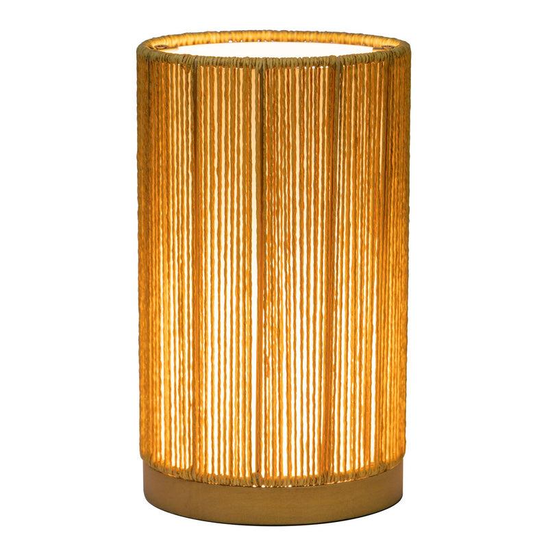 Kouboo Paper Rope Indoor & Covered Patio Rechargeable LED Drum Table Lamp Natural Color