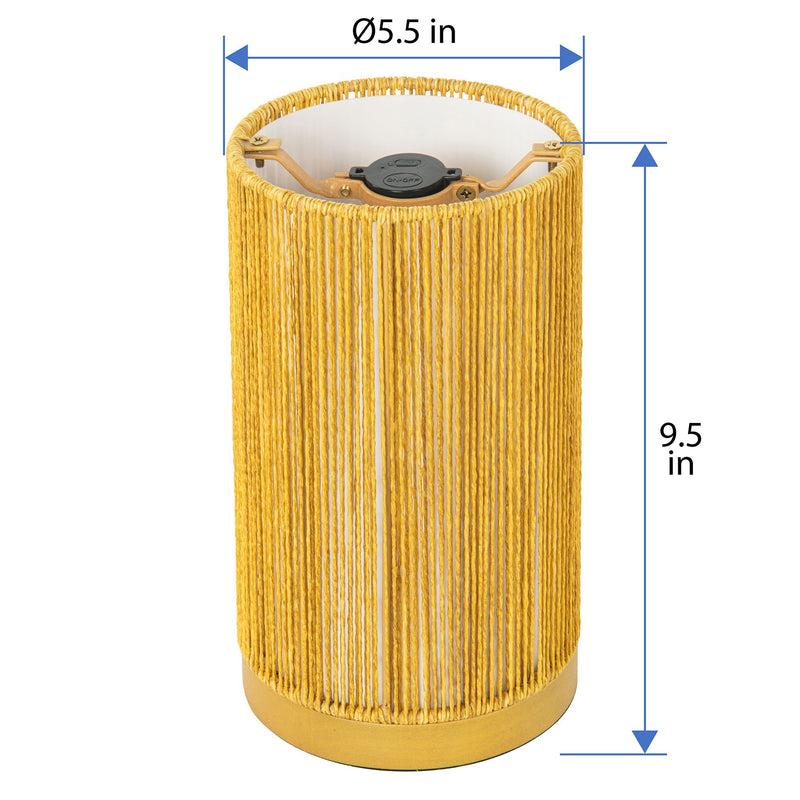 Kouboo Paper Rope Indoor & Covered Patio Rechargeable LED Drum Table Lamp Natural Color