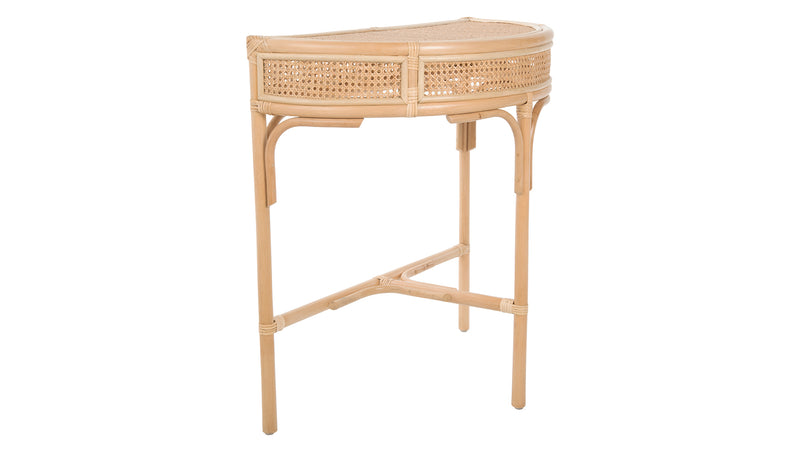 kouboo Rattan Cane Half-Moon Semi-Circular Console or End Table Natural kouboo Rattan Cane Half-Moon Semi-Circular Console or End Table Natural