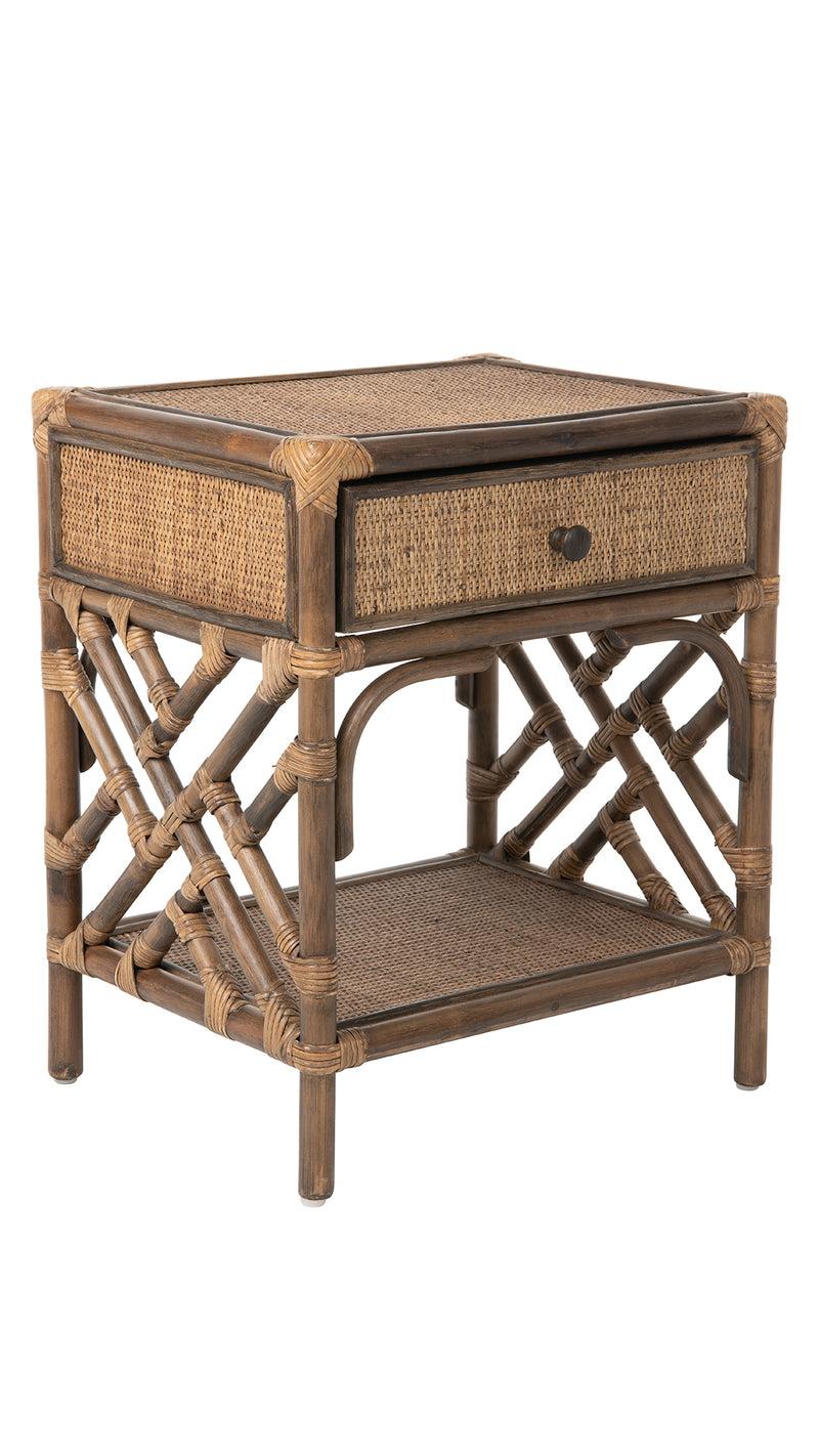 kouboo Rattan Chippendale Bedside Table Antique Brown kouboo Rattan Chippendale Bedside Table Antique Brown