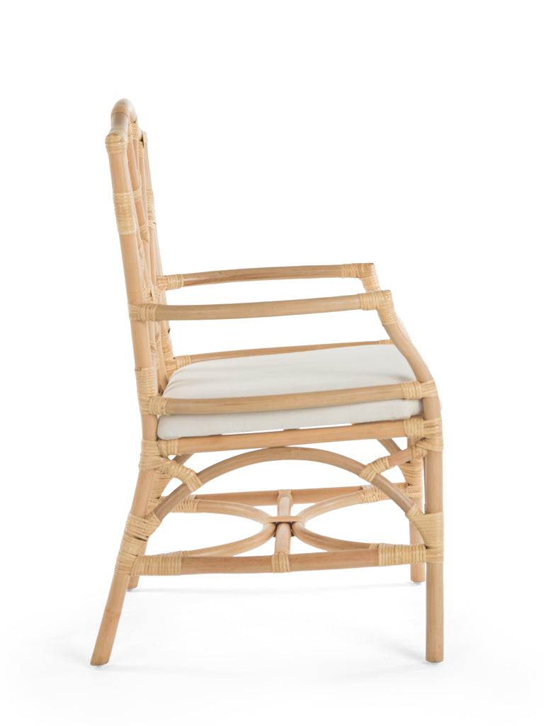 Kouboo Rattan Chippendale Upholstered Dining Armchair Set Of 2 Chairs