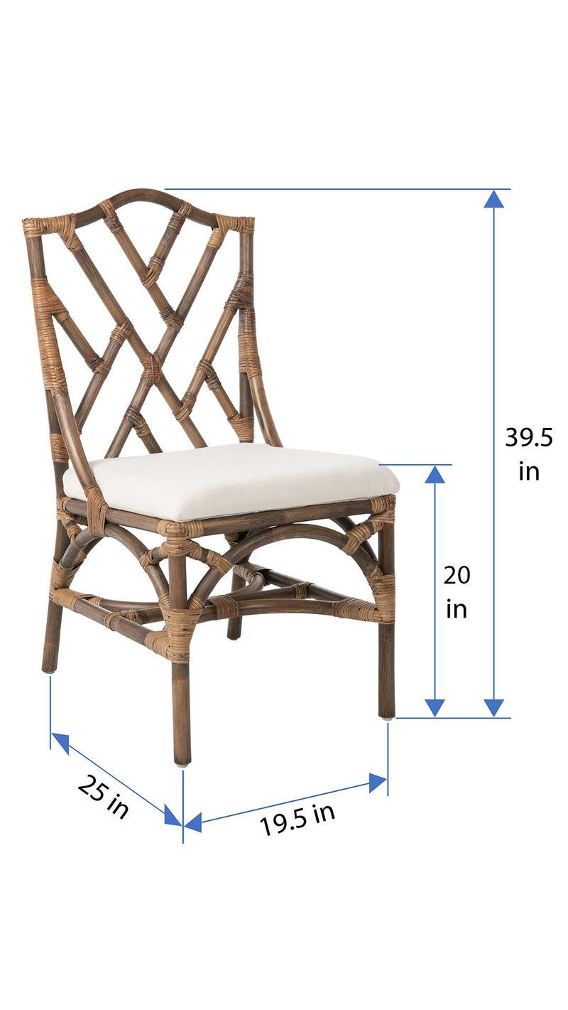 Kouboo Rattan Chippendale Upholstered Dining Chair Antique Brown Set Of 2 Chairs