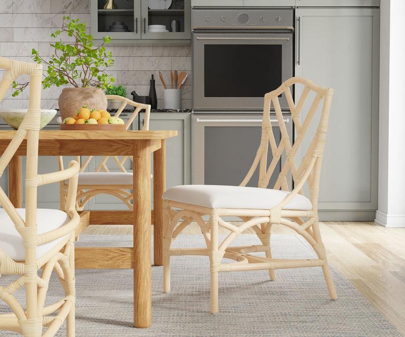 Kouboo Rattan Chippendale Upholstered Dining Chair Set Of 2 Chairs