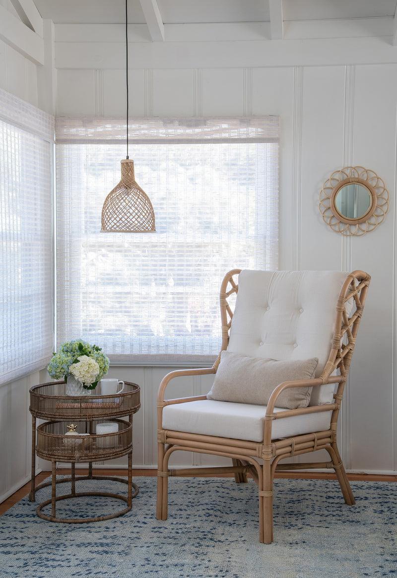 Kouboo Rattan Chippendale Wingback Lounge Chair With Cushions Natural