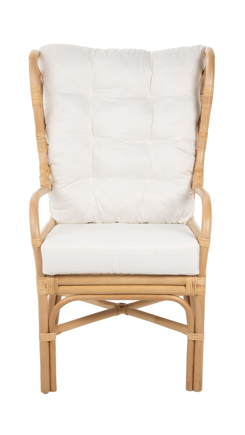 Kouboo Rattan Chippendale Wingback Lounge Chair With Cushions Natural