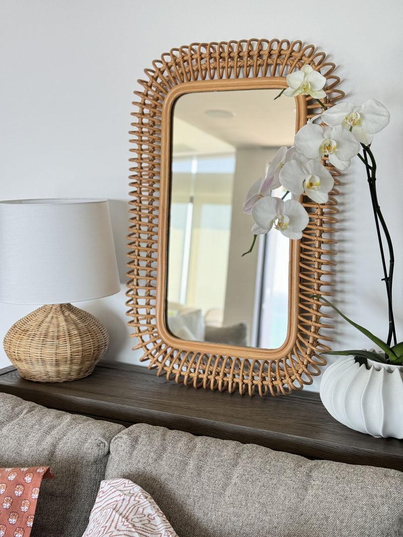 Kouboo Rattan Coiled Rectangular Wall Mirror Natural