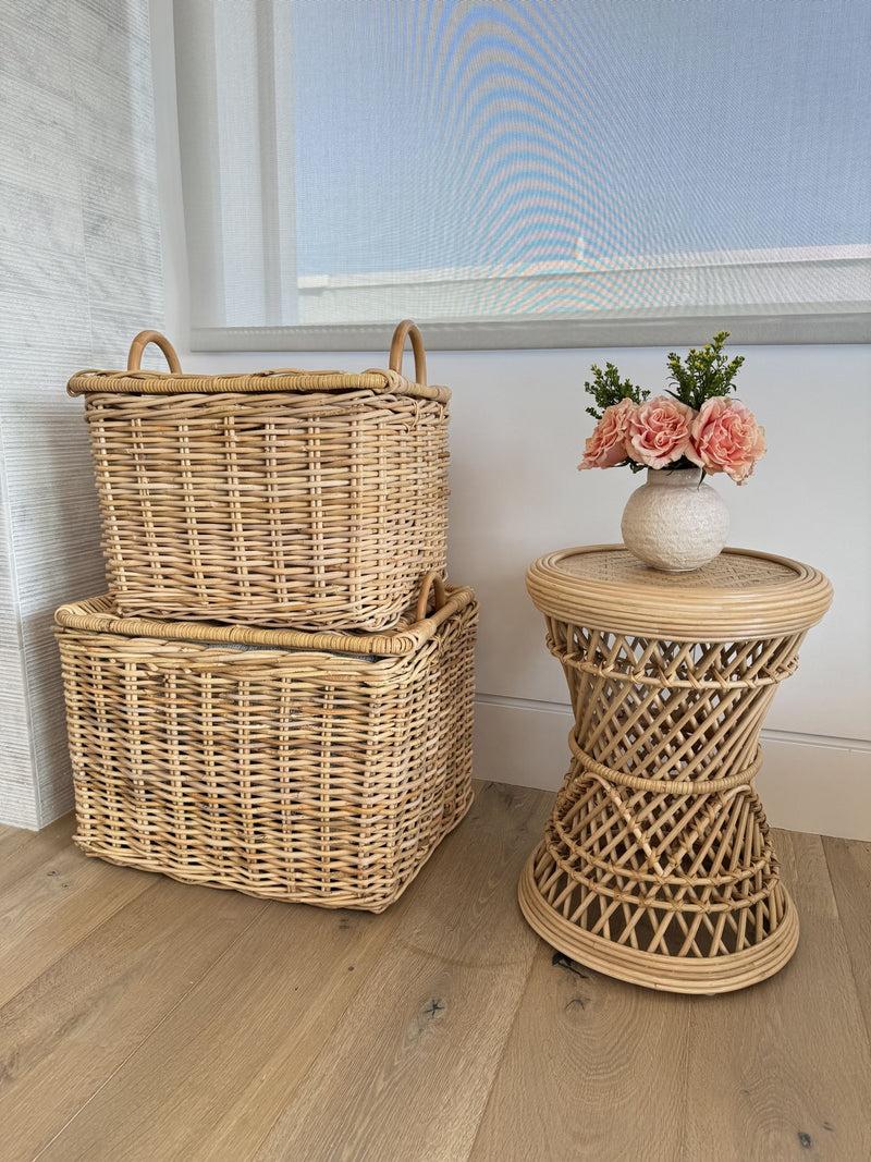 Kouboo Rattan Core Rectangular Storage Basket With Lid Natural