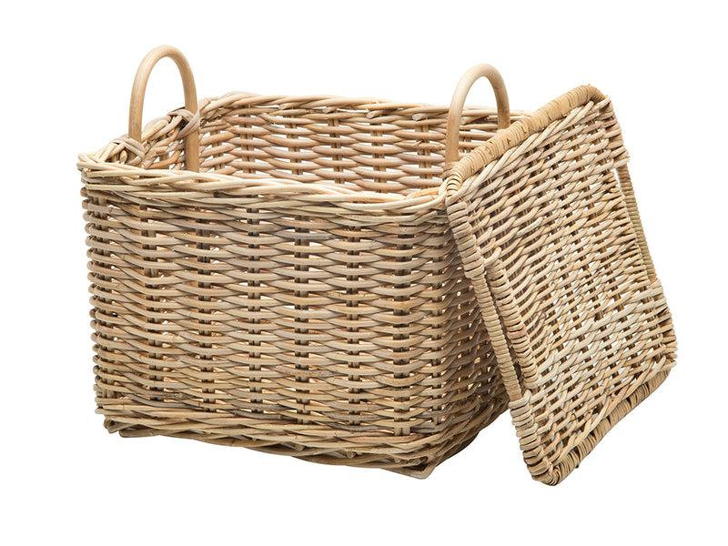 Kouboo Rattan Core Rectangular Storage Basket With Lid Natural