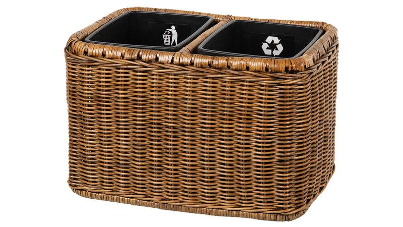 kouboo Rattan Double Waste Basket with Plastic Inserts Antique Brown kouboo Rattan Double Waste Basket with Plastic Inserts Antique Brown