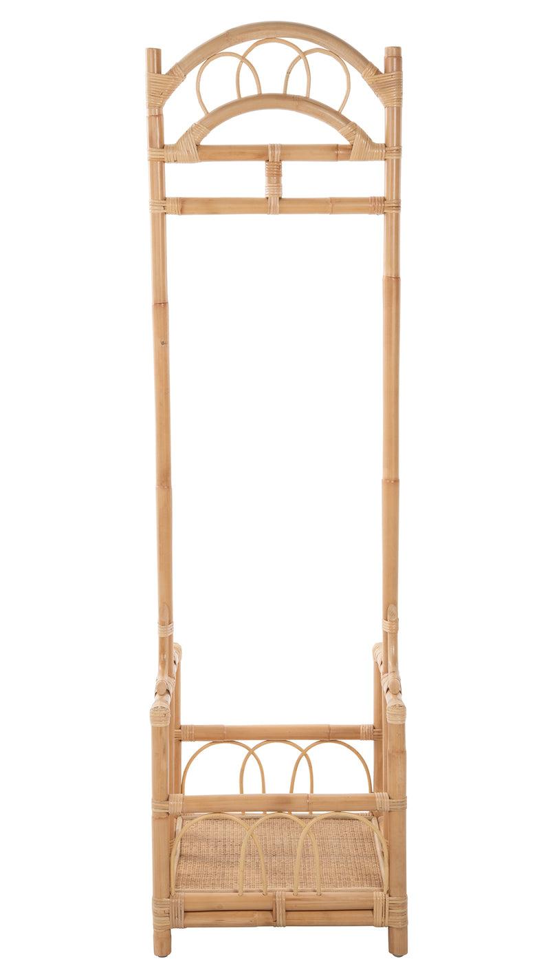 Kouboo Rattan Freestanding Coat Rack With Shoe Shelf Natural