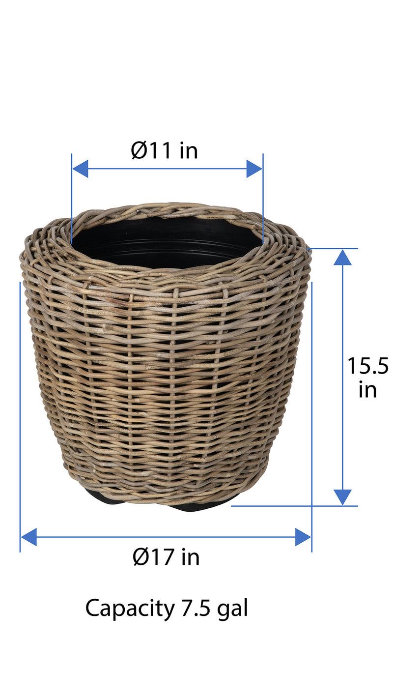 Kouboo Rattan Kobo Indoor & Outdoor Jar Planter Basket With Plastic Pot