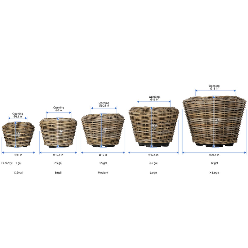 Kouboo Rattan Kobo Indoor & Outdoor Planter Basket With Plastic Pot