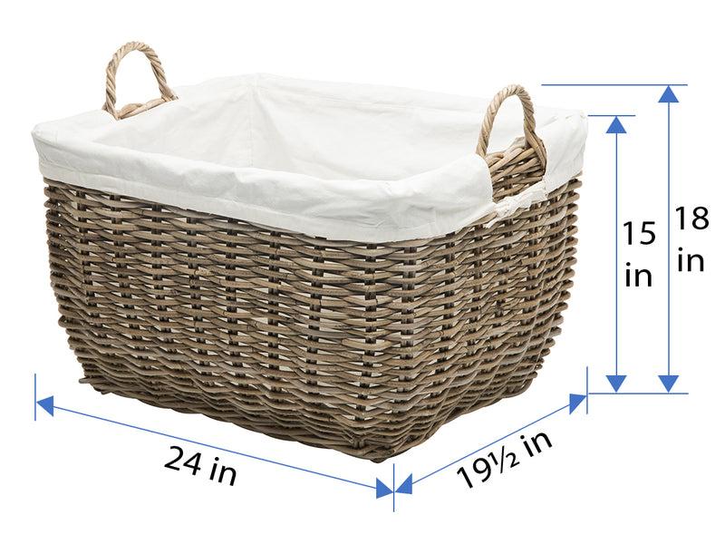 Kouboo Rattan Kobo Rectangular Laundry Basket With Liner Gray