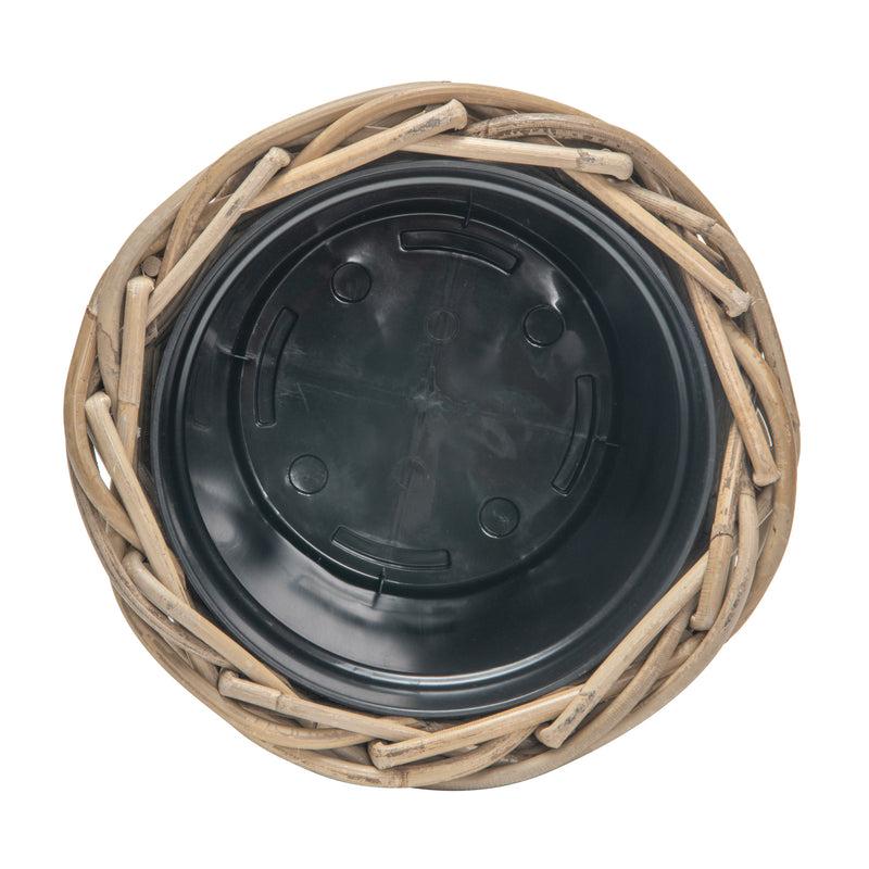 Kouboo Rattan Kobo Round Waste Basket With Plastic Insert Gray-Brown