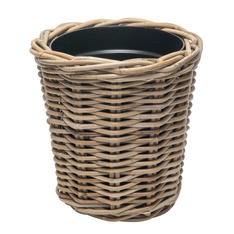 kouboo Rattan Kobo Round Waste Basket with Plastic Insert Gray-Brown