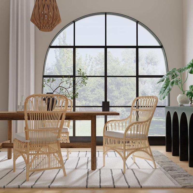 Kouboo Rattan Loop Armchair With Seat Cushion Set Of 2 Chairs