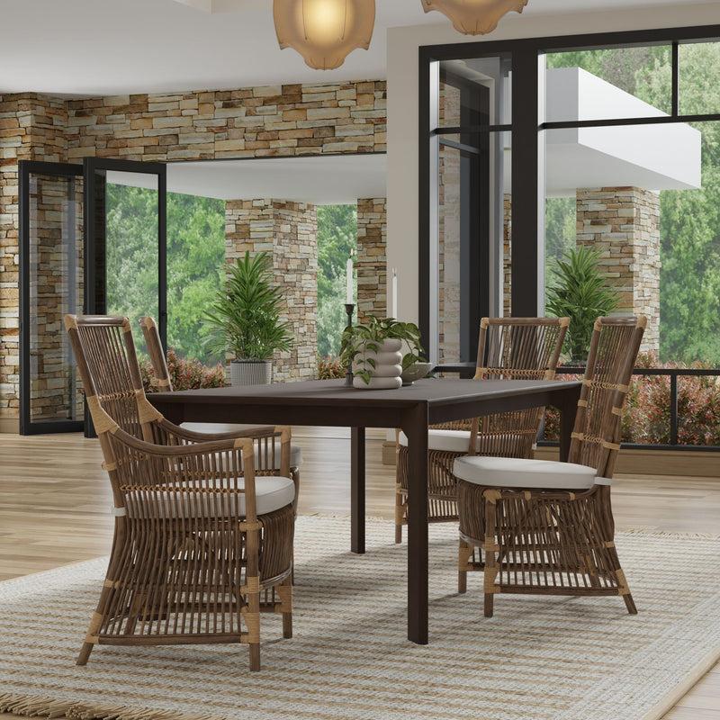 Kouboo Rattan Loop Edge Arm Chair With Seat Cushion Antique Brown Set Of 2 Chairs