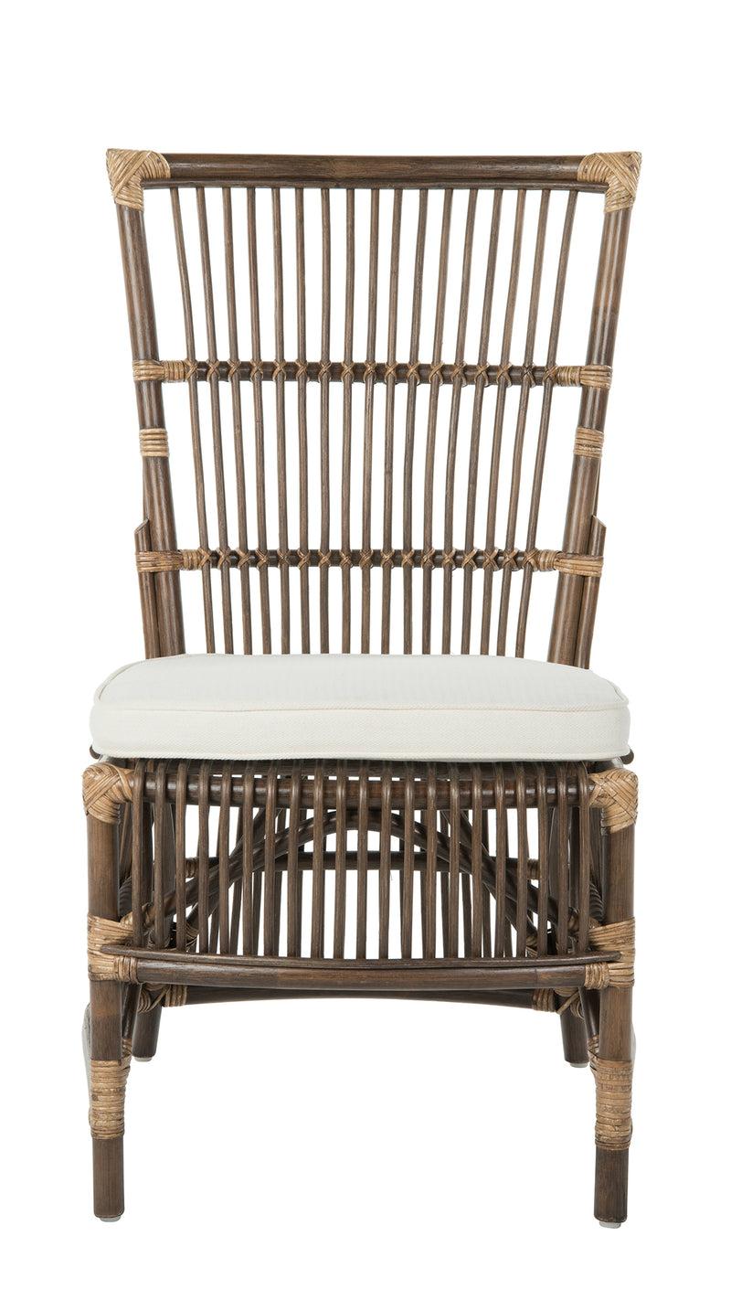 Kouboo Rattan Loop Edge Side Chair With Seat Cushion Antique Brown Set Of 2 Chairs