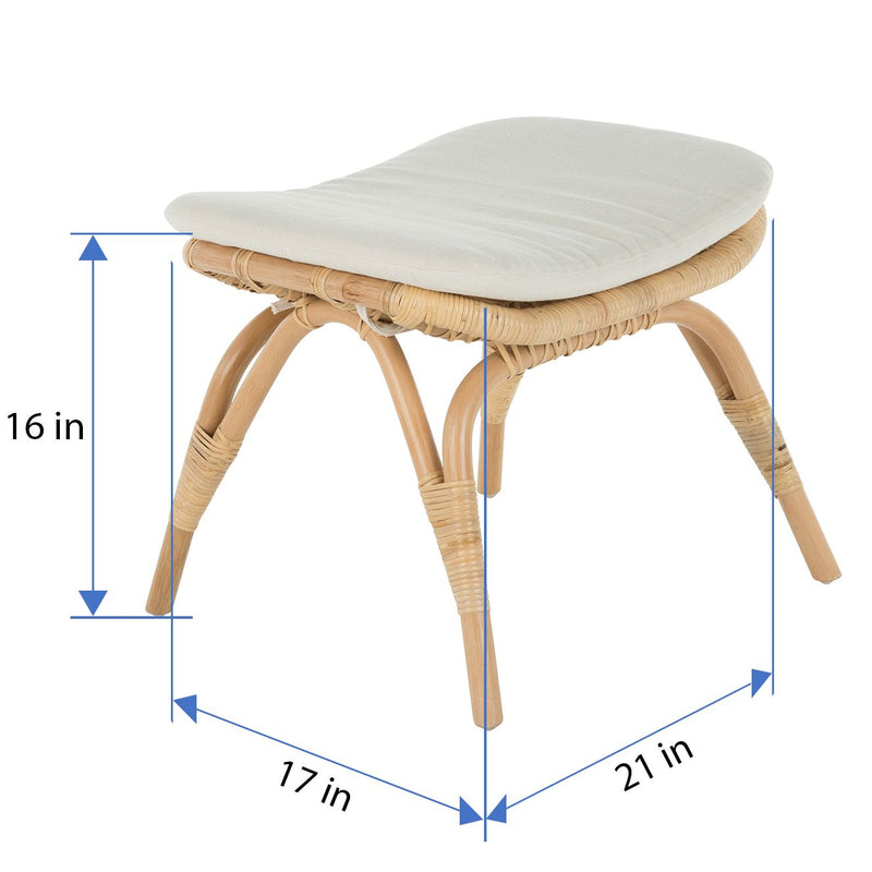 Kouboo Rattan Loop Foot Stool And Ottoman Natural Brown