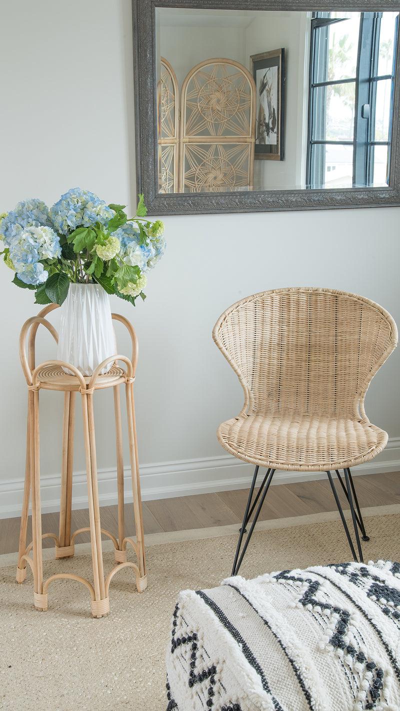 Kouboo Rattan Loop Indoor Plant Stand 26 Inches Natural