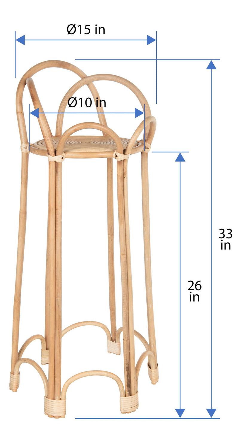 Kouboo Rattan Loop Indoor Plant Stand 26 Inches Natural