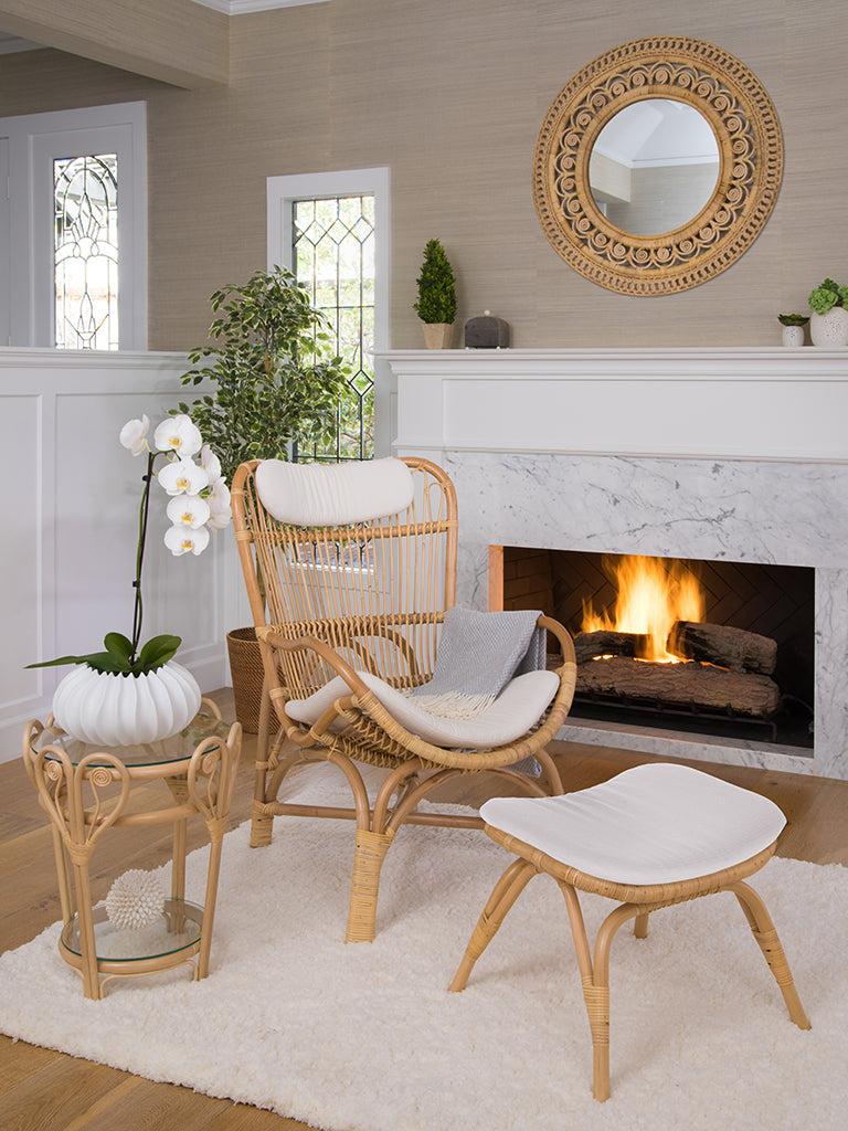 Kouboo Rattan Loop Lounge Chair With Seat And Head Cushion