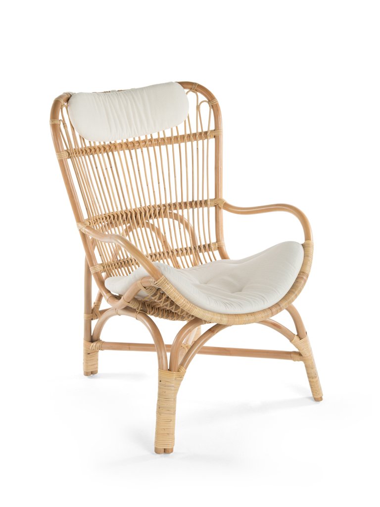 kouboo Rattan Loop Lounge Chair with Seat and Head Cushion