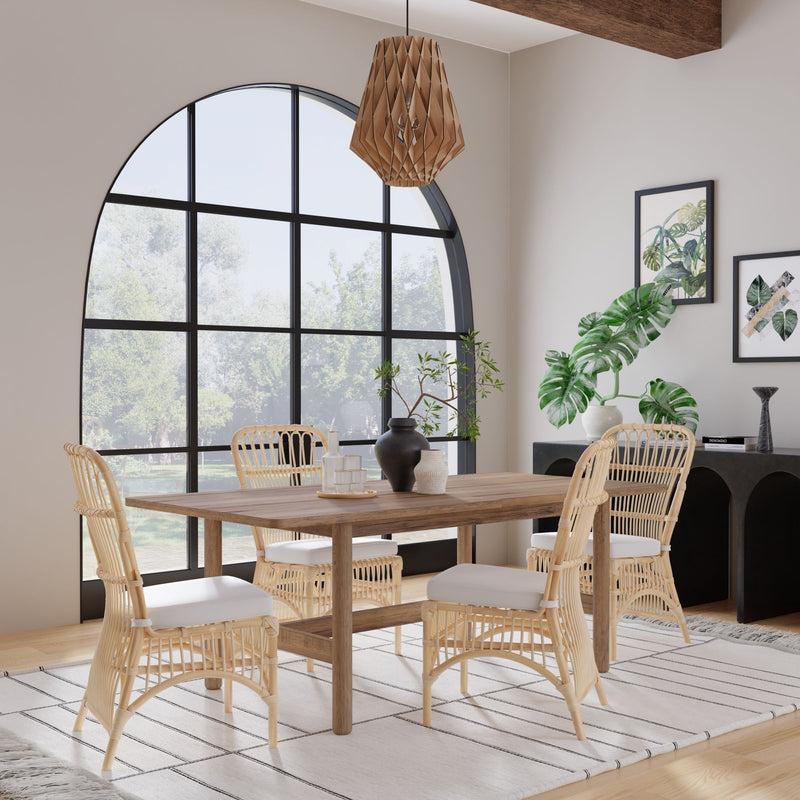 Kouboo Rattan Loop Side Chair With Seat Cushion Natural Color Set Of 2 Chairs