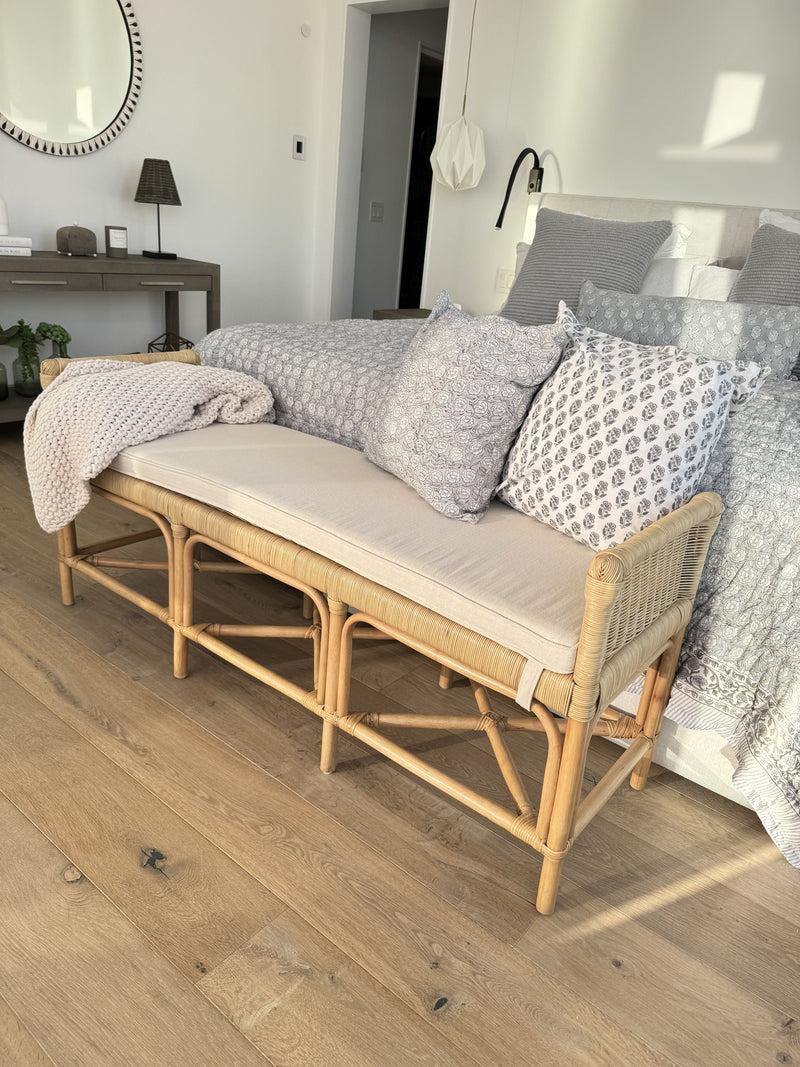 Kouboo Rattan Sandbar Bench With Seat Cushion Natural