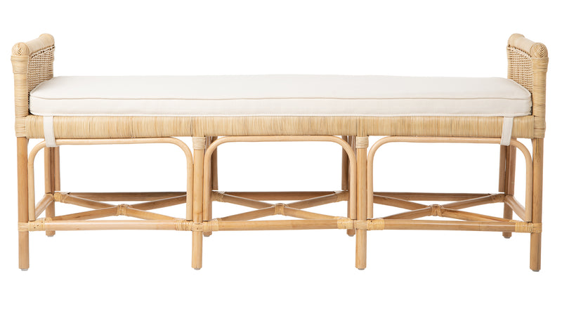 Kouboo Rattan Sandbar Bench With Seat Cushion Natural