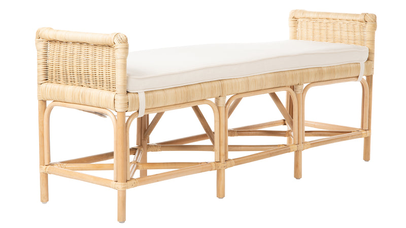 kouboo Rattan Sandbar Bench with Seat Cushion Natural