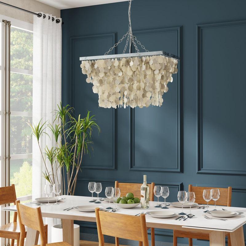 Kouboo Rectangular Capiz Seashell Rain Drop Pendant Lamp