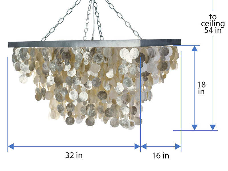 Kouboo Rectangular Capiz Seashell Rain Drop Pendant Lamp