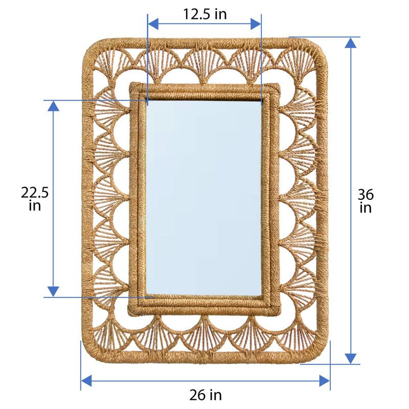 Kouboo Rectangular Illusion Seagrass Rope Mirror 24X36