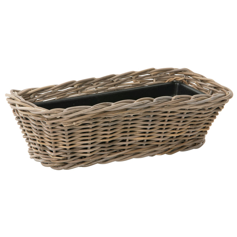 kouboo Rectangular Kobo Rattan Indoor and Outdoor Planter Basket - 2.5 Gallon Capacity Plastic Pot Liner