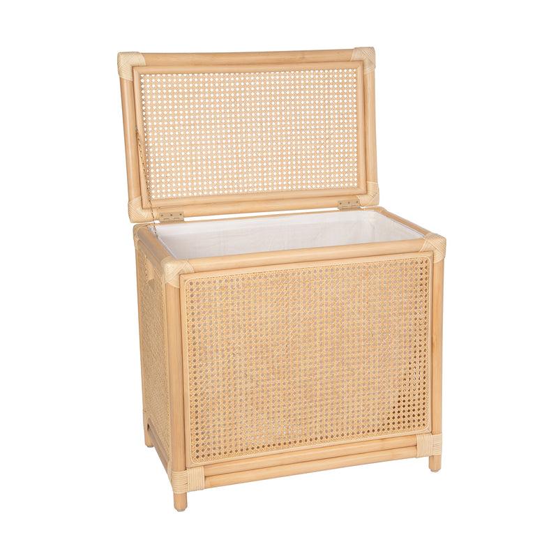 Kouboo Rectangular Rattan Cane Clothes Hamper And Laundry Basket With Removable Liner & Lid 2 Loads