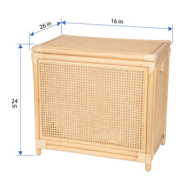 Kouboo Rectangular Rattan Cane Clothes Hamper And Laundry Basket With Removable Liner & Lid 2 Loads
