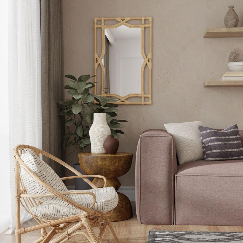 Kouboo Rectangular Rattan Decorative Chippendale Wall Mirror