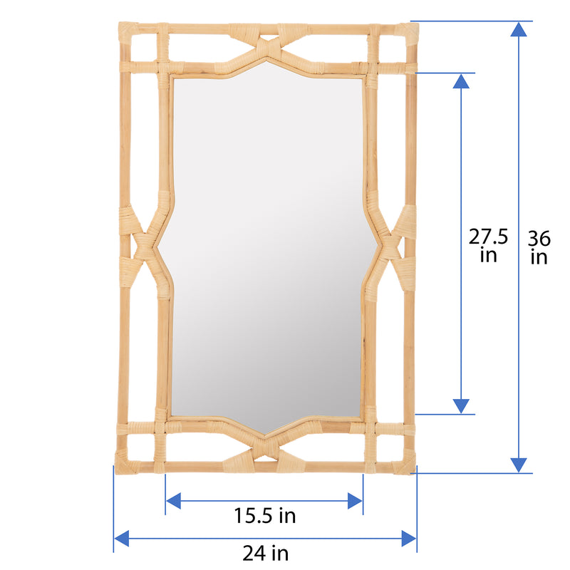 Kouboo Rectangular Rattan Decorative Chippendale Wall Mirror