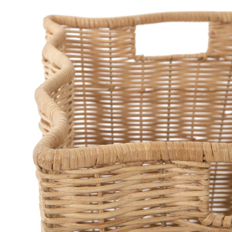 Kouboo Rectangular Scalloped Wicker Decorative Storage Basket Natural
