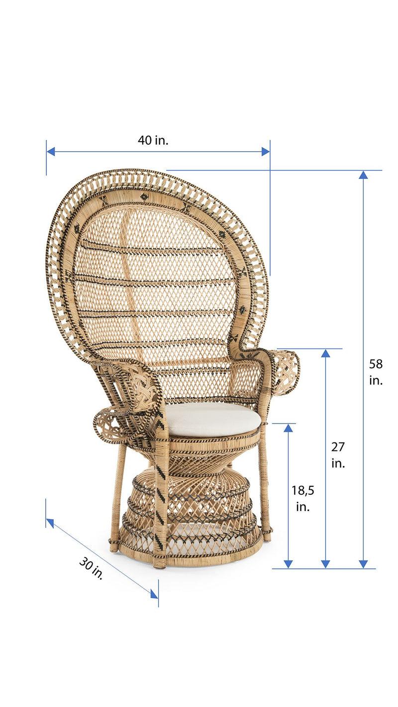 Kouboo Retro Peacock Chair In Rattan Natural And Black Color