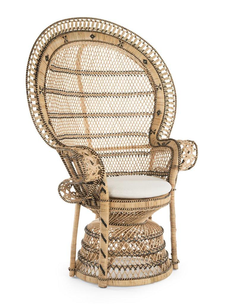 kouboo Retro Peacock Chair in Rattan Natural and Black Color