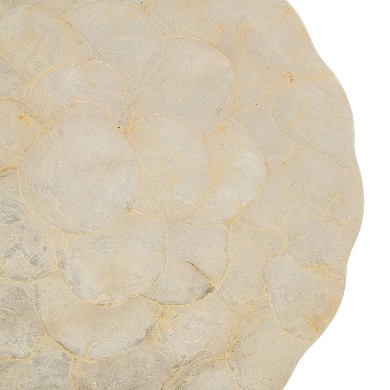 Kouboo Round 15 In. Capiz Seashell Placemats (Set Of 2) Ivory-Gold-Plearlescent