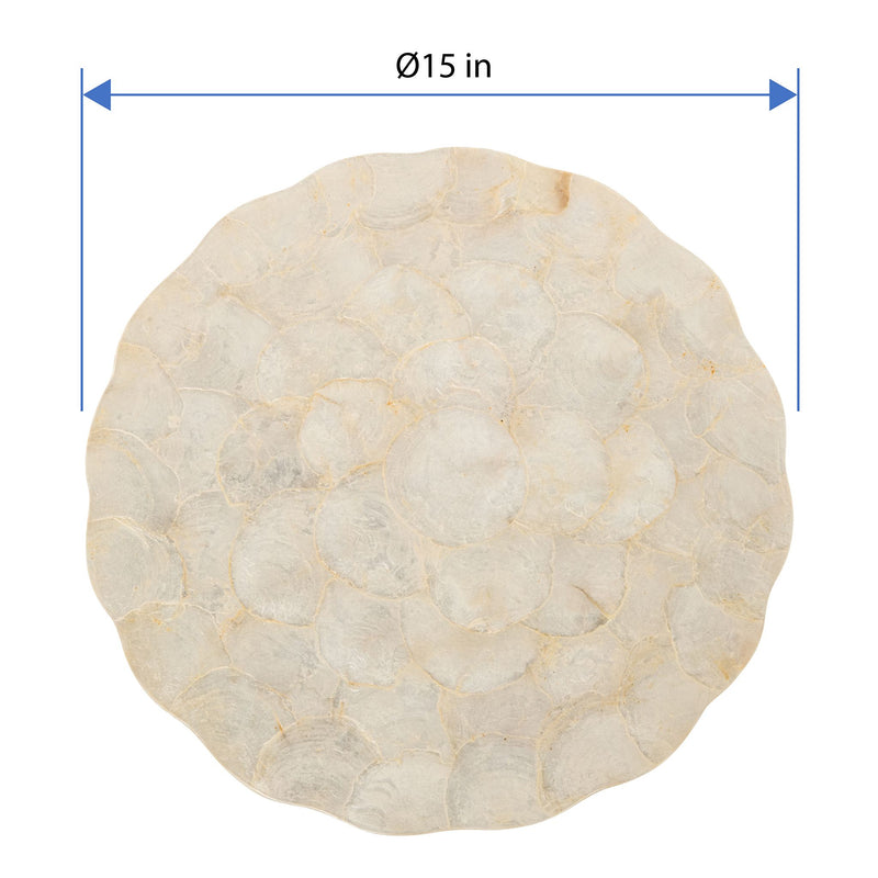 Kouboo Round 15 In. Capiz Seashell Placemats (Set Of 2) Ivory-Gold-Plearlescent