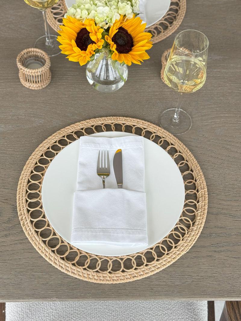 Kouboo Round 15 In. Rattan Decorative Placemats (Set Of 2 Pc) With Curl Edge Natural Color