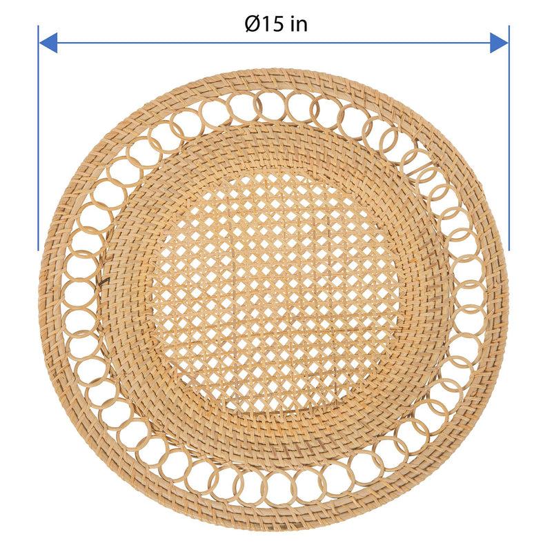 Kouboo Round 15 In. Rattan Decorative Placemats (Set Of 2 Pc) With Curl Edge Natural Color