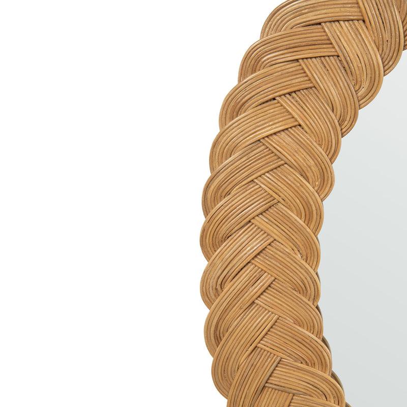 Kouboo Round Braided Wicker Decorative Wall Mirror 32 Inch Natural